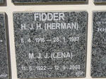 FIDDER H.J.H. 1916-1987 & M.J.J. 1922-2008