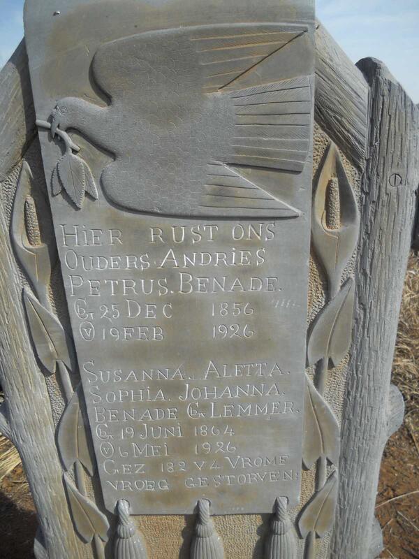 BENADE Andries Petrus 1856-1926 & Susanna Aletta Sophia Johanna LEMMER 1864-1926