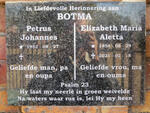 BOTMA Petrus Johannes 1952- & Elizabeth Maria Aletta 1954-2021