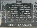 CHRISTIAANSEN Charles 1911-1981 & Johanna Catharina 1920-2003
