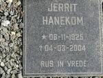 HANEKOM Jerrit 1925-2004