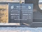 MATTHEE Daniel G. 1929-1987 & Martha S. 1936-2008