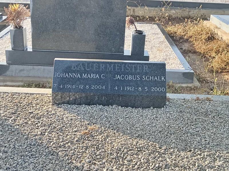 BAUERMEISTER Jacobus Schalk 1912-2000 & Johanna Maria C. 1914-2004