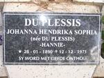 PLESSIS Johanna Hendrika Sophia, du nee DU PLESSIS 1890-1971