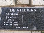 VILLIERS Abraham Jacobus, de 1952-2003