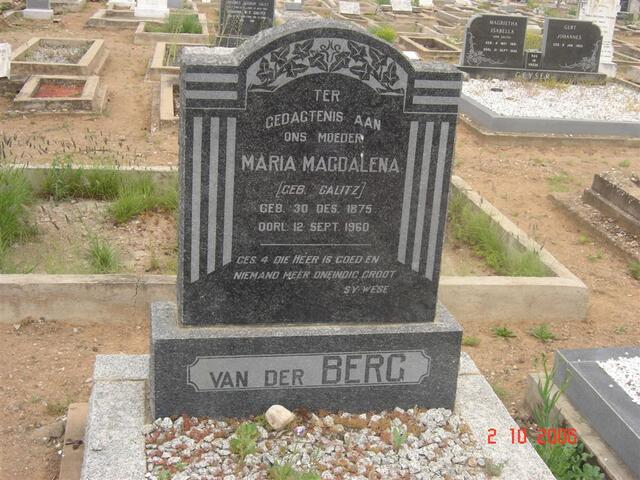 BERG Maria Magdalena, van der nee CALITZ 1875-1960