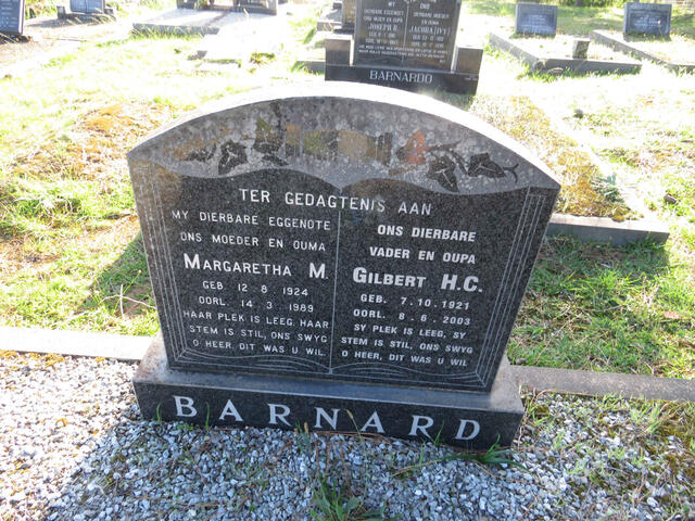 BARNARD Gilbert H.C. 1921-2003 & Margaretha M. 1924-1989