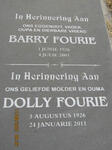 FOURIE Barry 1926-2001 & Dolly 1926-2011