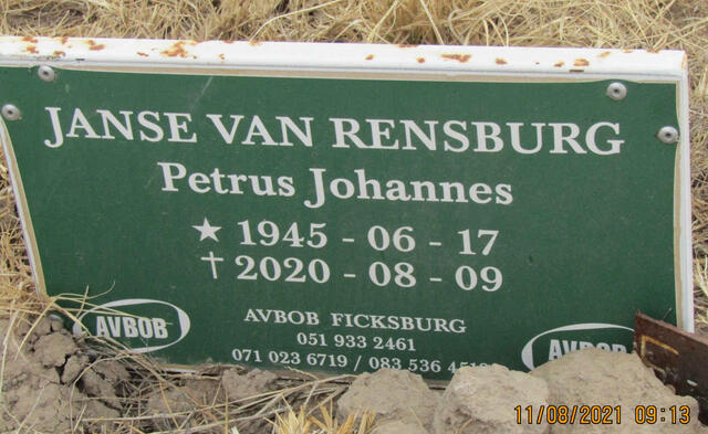 RENSBURG Petrus Johannes, Janse van 1945-2020
