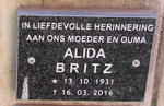 BRITZ Alida 1931-2016