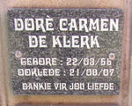 KLERK Dorè Carmen, de 1955-2007