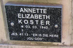 KOSTER Annette Elizabeth 1940-