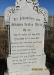 SPIES Johanna Sophia Maria nee DE JAGER 1873-1921