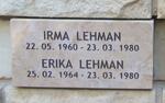 LEHMAN Irma 1960-1980 :: LEHMAN Erika 1964-1980