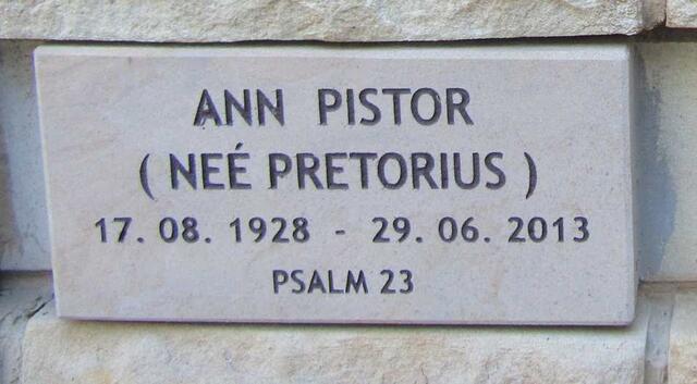 PISTOR Ann nee PRETORIUS 1928-2013