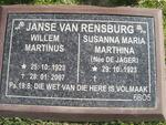 RENSBURG Willem Martinus, Janse van 1923-2007 & Susanna Maria Marthina DE JAGER 1923-