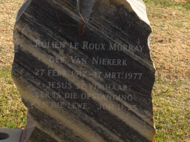 MURRAY Rolien le Roux nee VAN NIEKERK 1917-1977