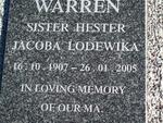 WARREN Hester Jacoba Lodewika 1907-2005
