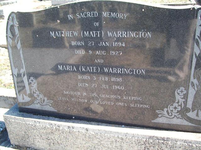 WARRINGTON Matthew 1894-1927 & Maria 1898-1960