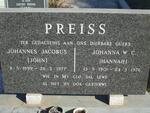 PREISS Johannes Jacobus 1899-1977 & Johanna W.C. 1901-1976