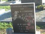 MATTHEE H.J. 1929-1987 & M.M. 1916-1997