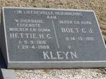 KLEYN C.J. 1915- & H.C. 1915-1989