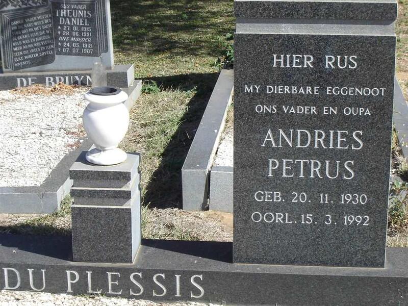 PLESSIS Andries Petrus, du 1930-1992