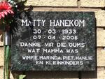 HANEKOM Matty 1933-2006
