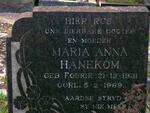 HANEKOM Maria Anna nee FOURIE 1931-1969