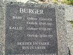 BURGER Kallie 1917-1997 & Baby 1929-1981