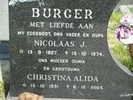 BURGER Nicolaas J. 1927-1974 & Christina Alida 1931-2005