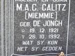 CALITZ M.A.C. nee DE JONGH 1921-1992