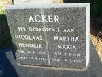 ACKER Nicolaas Hendrik 1908-1988 & Martha Maria 1915-2007