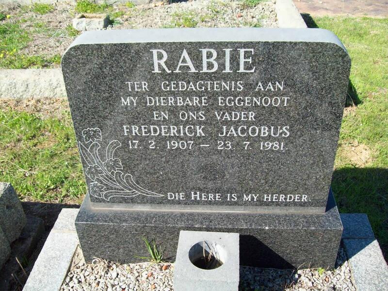 RABIE Frederick Jacobus 1907-1981