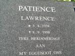 LAWRENCE Patience 1938-1998