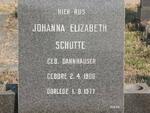 SCHUTTE Johanna Elizabeth nee DANNHAUSER 1900-1977