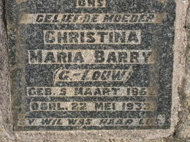 BARRY Christina Maria nee LOUW 1862-1933