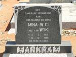 MARKRAM W.C. nee VAN WYK 1913-1998