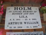 HOLM Arthur William 1938-2003 & Lila 1911-2001