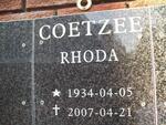 COETZEE Rhoda 1934-2007