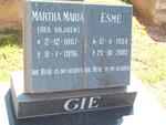 GIE Martha Maria nee VILJOEN 1907-1996 :: GIE Esmé 1934-2003