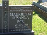 MERWE Magrietha Susanna, van der 1938-2005
