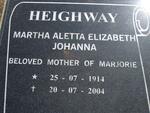 HEIGHWAY Martha Aletta Elizabeth Johanna 1914-2004