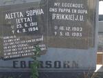 EBERSOHN Frikkie J.U. 1903-1985 & Aletta Sophia 1911-1994