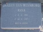 RENSBURG Anna, Jansen van 1921-1997