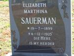 SAUERMAN Elizabeth Marthina 1899-1925