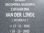 LINDE Jacomina Susana Catharina, van der nee SCHOLTZ 1924-2003