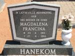 HANEKOM Magdalena Francina 1910-1992