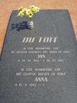 TOIT Jan, du 1935-1997 & Anna 1944-