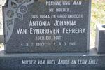 FERREIRA Antonia Johanna van Eÿndhoven nee DU TOIT 1903-1981
